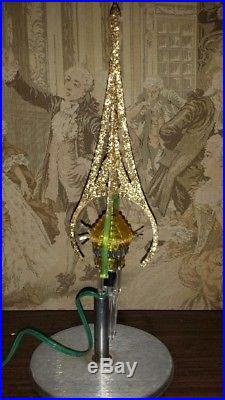 Vintage Merry Glow Christmas tree topper Cathedral Style Rotating spinning