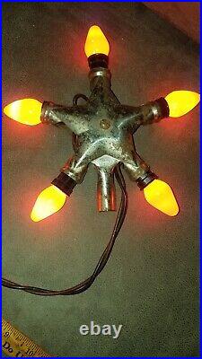 Vintage Metal 1920-30's NOMA A Merry Christmas 5-Bulb Tree Topper Star Light