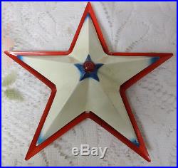 Vintage Metal American Color Red Blue White Star Christmas Tree Light Cover