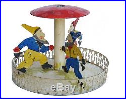 Vintage Metal Christmas Tree stand 3 Dwarfs with Axe ca. 1930 (# 6355)
