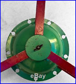 Vintage Metal Mod Red & Green Christmas Tree Stand Holder Round Ball Base