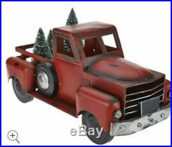 Vintage Metal Red Truck with 3 Removable Bottlebrush Trees by Valerie H211828