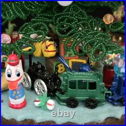 Vintage Micro Bead Christmas Tree withOrnaments & Toys Under Glass Dome/Cloche 12