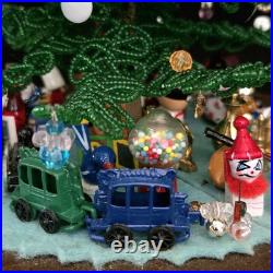 Vintage Micro Bead Christmas Tree withOrnaments & Toys Under Glass Dome/Cloche 12