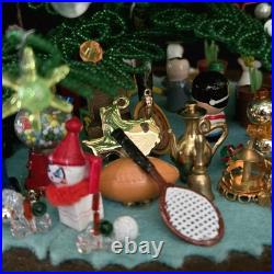 Vintage Micro Bead Christmas Tree withOrnaments & Toys Under Glass Dome/Cloche 12 Vintage Micro Bead Christmas Tree withOrnaments & Toys Under Glass Dome/Cloche 12
