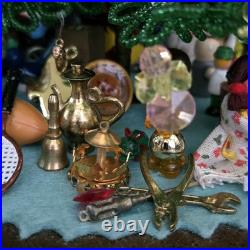 Vintage Micro Bead Christmas Tree withOrnaments & Toys Under Glass Dome/Cloche 12