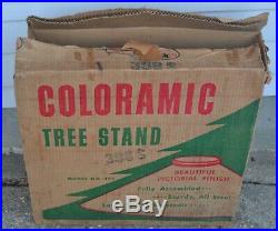 Vintage Mid Century 1950's Poloron Coloramic Tin Christmas Tree Stand #398