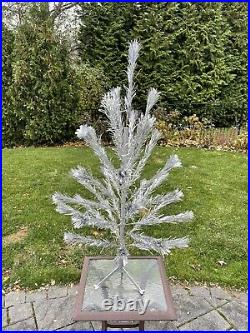Vintage Mid Century 4' Aluminum Sparkler Christmas Tree 31 Pom Pom End Branches
