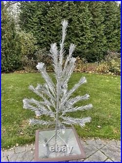 Vintage Mid Century 4' Aluminum Sparkler Christmas Tree 31 Pom Pom End Branches