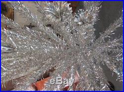 Vintage Mid Century 6 Foot Aluminum Silver Christmas Tree EVERGLEAM 73 branches