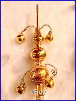 Vintage Mid Century Mercury Glass Orb Christmas Tree Topper Wire Mesh Space Era