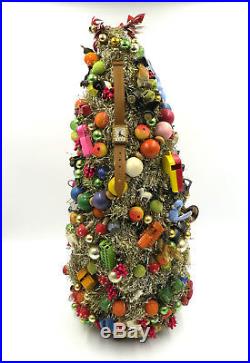 Vintage Mid Century Tinsel Toys Composition Wood Bead Musical Christmas Tree