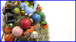 Vintage Mid Century Tinsel Toys Composition Wood Bead Musical Christmas Tree
