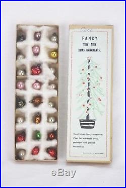 Vintage Miniature Blown Glass Christmas Tree Ornaments in Original Box ca1930