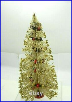 Vintage Miniature White Bottle Brush CHRISTMAS TREE Glass Garland 13 Japan