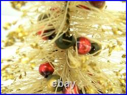 Vintage Miniature White Bottle Brush CHRISTMAS TREE Glass Garland 13 Japan