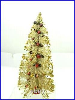 Vintage Miniature White Bottle Brush CHRISTMAS TREE Glass Garland 13 Japan