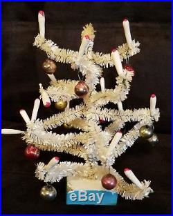 Vintage Miniature White Christmas Tree feather bottle brush doll house Japan
