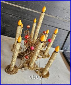 Vintage Mirostar 18 Gold Christmas Tree Red Mercury Glass GOLD MESH 9 CANDLES