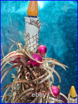 Vintage Mirostar 18 Gold Christmas Tree Red Mercury Glass GOLD MESH 9 CANDLES