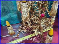 Vintage Mirostar 18 Gold Christmas Tree Red Mercury Glass GOLD MESH 9 CANDLES