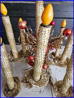 Vintage Mirostar 18 Gold Christmas Tree Red Mercury Glass GOLD MESH 9 CANDLES