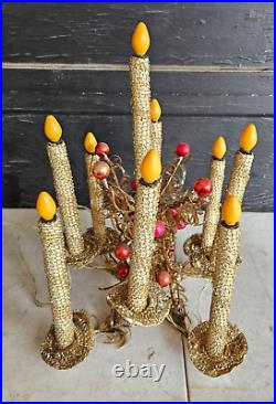 Vintage Mirostar 18 Gold Christmas Tree Red Mercury Glass GOLD MESH 9 CANDLES