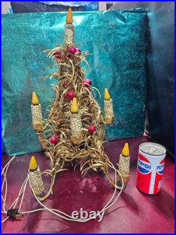 Vintage Mirostar 18 Gold Christmas Tree Red Mercury Glass GOLD MESH 9 CANDLES