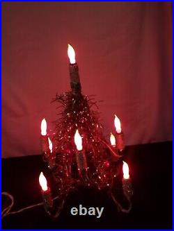 Vintage Mirostar 18 Gold Christmas Tree with Red Mercury Glass Balls Flame Bulb