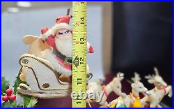 Vintage Mirostar Lighted Christmas Decoration Santa And Sleigh Reindeer Japan