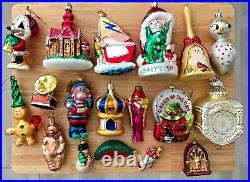 Vintage Mixed Lot Of 18 Glass Christmas Tree Collectible Multicolor Ornaments