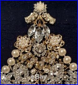 Vintage Mod Rhinestone Jewelry Christmas Tree Framed Picture