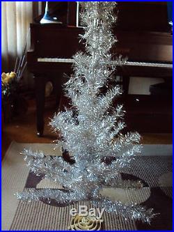 Vintage Modern Silver Christmas Tree 4 ft No Assembly Required Tinsel