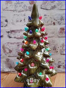 Vintage Mold 18 Ceramic Lighted Christmas Tree with Colored Bulbs