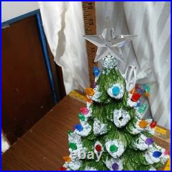 - Vintage Mold 1980s Ceramic Christmas Tree retro flocked With Extra Lights