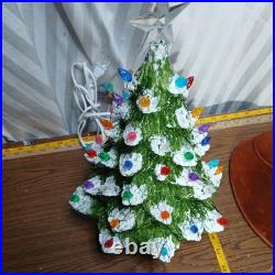 - Vintage Mold 1980s Ceramic Christmas Tree retro flocked With Extra Lights