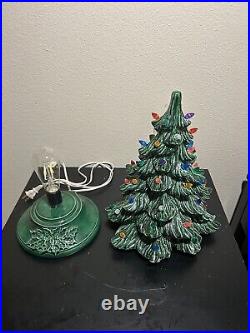 Vintage Mold Ceramic Light Up Christmas Tree 16 Tall With Base