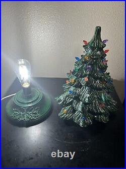 Vintage Mold Ceramic Light Up Christmas Tree 16 Tall With Base