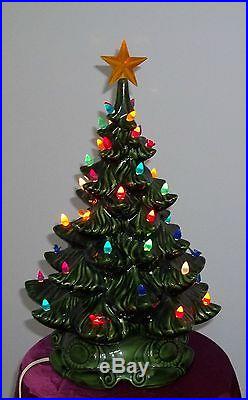 Vintage Mold Lighted Ceramic Christmas Tree 18 With Birds & Lights Holland