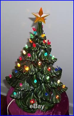 Vintage Mold Lighted Ceramic Christmas Tree 18 With Birds & Lights Holland