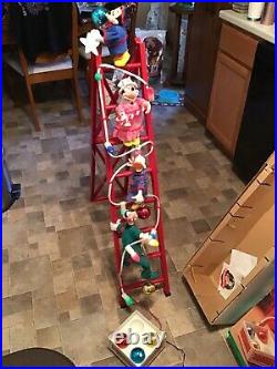 Vintage Mr Christmas Disney Mickeys Tree Trimmers Animated Decor Ladder 1994