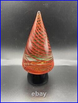 Vintage Murano Art Glass Christmas Tree Green Red Cane Work Swirl 3lbs 8