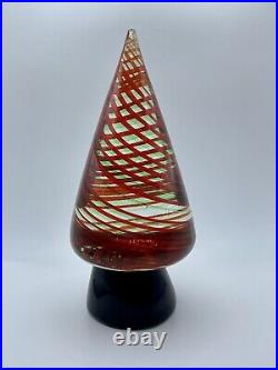 Vintage Murano Art Glass Christmas Tree Green Red Cane Work Swirl 3lbs 8