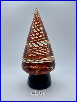 Vintage Murano Art Glass Christmas Tree Green Red Cane Work Swirl 3lbs 8