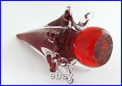 Vintage Murano Art Glass Christmas Tree Red and Clear with Original Sticker
