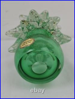 Vintage Murano Art Glass Green Gold Specks Christmas Tree Sculpture 7