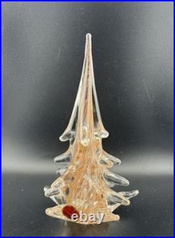 Vintage Murano Art Glass Made In Italy Gold And Clear Christmas Tree