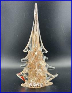 Vintage Murano Art Glass Made In Italy Gold And Clear Christmas Tree