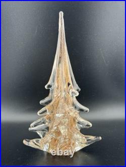 Vintage Murano Art Glass Made In Italy Gold And Clear Christmas Tree