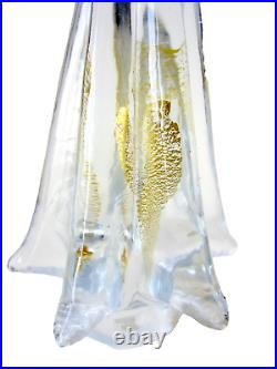 Vintage Murano Clear Glass Christmas Tree Gold Leaf Interior